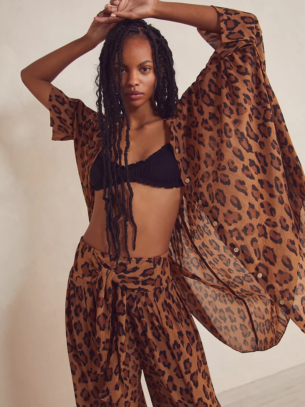 Intimately Free People Wake Up Shirt in Leopard, Large (very oversized)